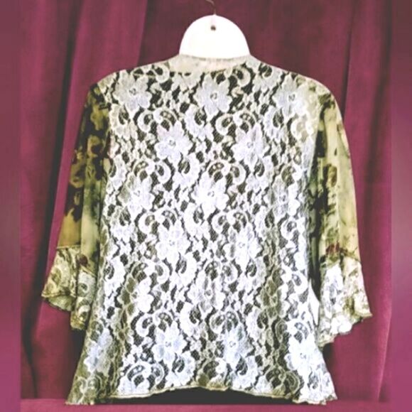 SUSAN GRAVER ESSENTIALS VELVET TOP Women's &  VINTAGE silky/Chiffon/Lace JACKET - Picture 5 of 15
